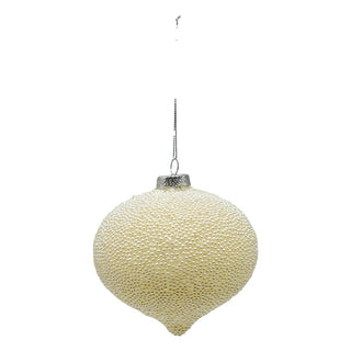 CREAM BEADED DROP - GLASS