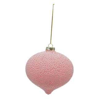 PALE PINK BEADED DROP - GLASS