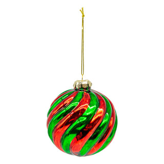 GREEN RED SWIRL BALL - GLASS
