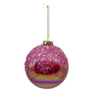 PINK BEADED BALL - GLASS