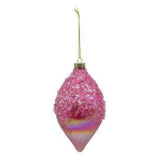 PINK BEADED LONG DROP - GLASS