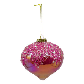 PINK BEADED DROP - GLASS