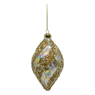 CLEAR GOLD ENCRUSTED LONG DROP - GLASS