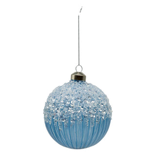 BLUE BEADED BALL - GLASS