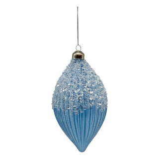 BLUE BEADED LONG DROP - GLASS