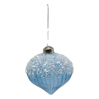 BLUE BEADED DROP - GLASS