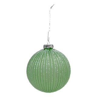 MINT LINED GLITTER  BALL - GLASS