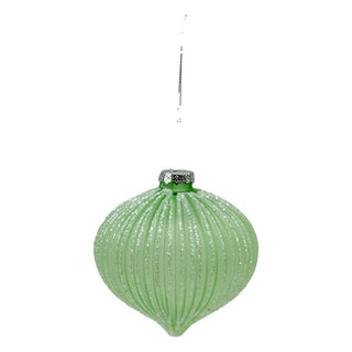 MINT LINED GLITTER  DROP - GLASS