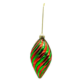 GREEN RED SWIRL LONG DROP - GLASS