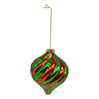 GREEN RED SWIRL DROP - GLASS