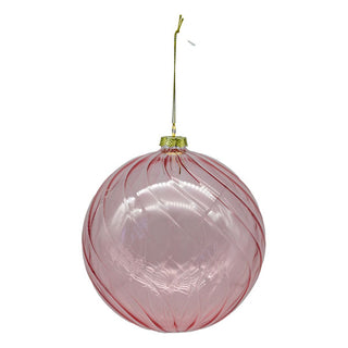 PINK SWIRL TRANSPARENT BALL 15CM - GLASS
