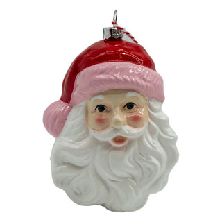 SANTA WITH PINK TRIM HANGING ORNAMENT
