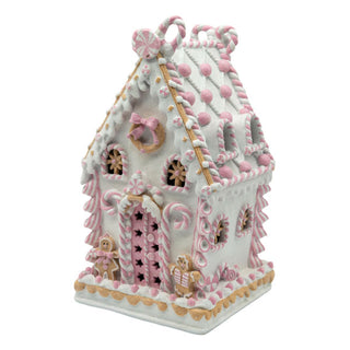PINK LED GINGERBREAD HOUSE - 37CM