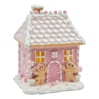 PINK LED GINGERBREAD HOUSE - 22CM