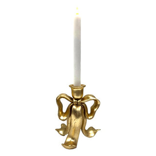 GOLD BOW CANDLE HOLDER - 2 VARIANTS