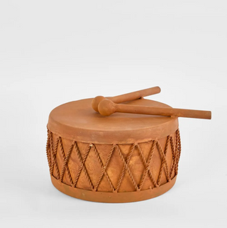 RUSTY DRUM WITH STICKS - SMALL