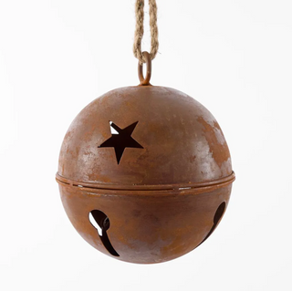 RUSTY ROUND STAR BELL - 15.5CM