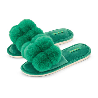 COSY LUXE - POM POM SLIPPERS – EMERALD