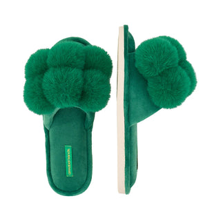 COSY LUXE - POM POM SLIPPERS – EMERALD