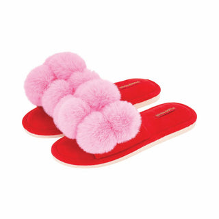 COSY LUXE - POM POM SLIPPERS – CHERRY PINK
