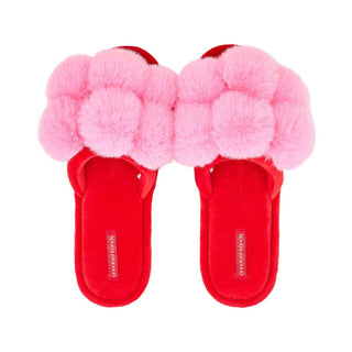 COSY LUXE - POM POM SLIPPERS – CHERRY PINK
