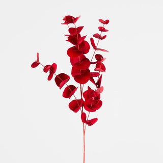 LUXE VELVET EUCALYPTUS SPRAY RED
