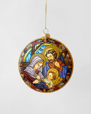 CHRISTMAS HOLY FAMILY DISC ROUND ORNAMENT 10CM
