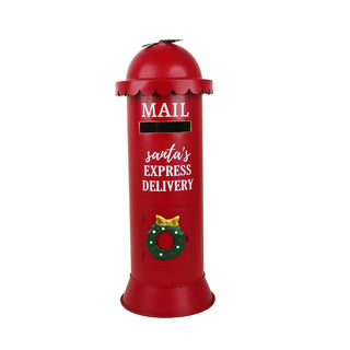 RED METAL CHRISTMAS POST BOX