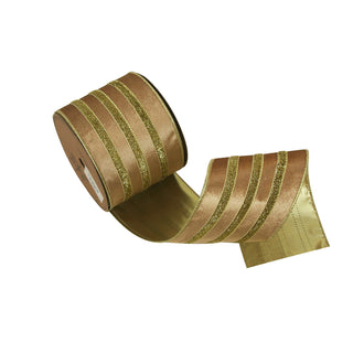 GOLD VELVET RIBBON W/GOLD SPARKLY DETAILS WIRED EDGING - 10CM X 5M