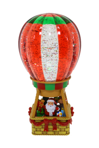 GLITTER GLOBE - SANTA IN A HOT AIR BALLOON