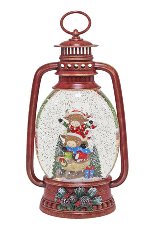 HIGHLAND COW LANTERN GLITTER GLOBE