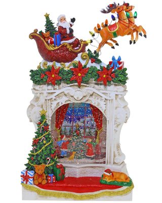 FIREPLACE SANTA GLITTER GLOBE