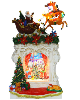 FIREPLACE SANTA GLITTER GLOBE