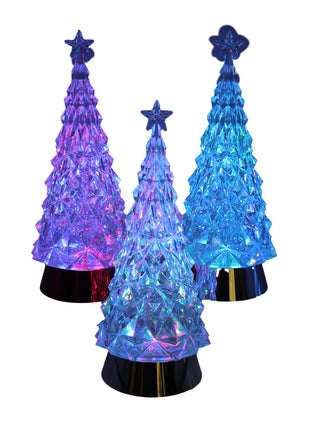 LARGE CHRISTMAS TREE WATER GLOBE MULTICOLOURED LIGHT - 3 VARIANTS