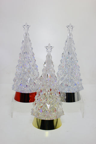 LARGE CHRISTMAS TREE WATER GLOBE MULTICOLOURED LIGHT - 3 VARIANTS