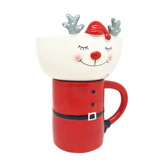 CERAMIC SANTA DEER BOWL AND MUG SET