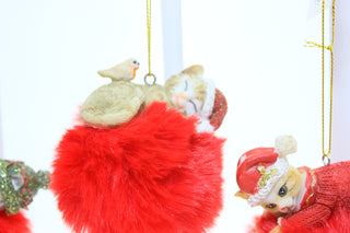 CHRISTMAS CAT POM POM HANGING ORNAMENT