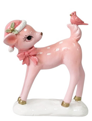 PINK STANDING DEER - 16CM