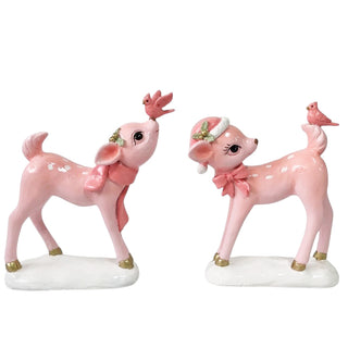 PINK STANDING DEER - 16CM