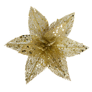 GOLD NET POINSETTIA  - CLIP ON