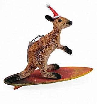 AUSSIE CHRISTMAS HANGING ORNAMENT - SURFING KANGAROO 12CM
