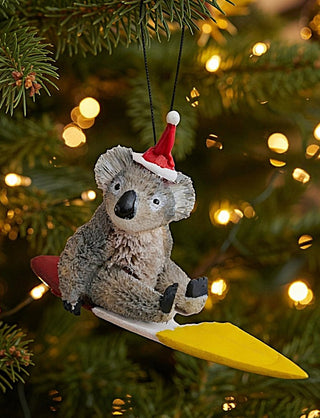AUSSIE CHRISTMAS HANGING ORNAMENT - SURFING KOALA 12CM