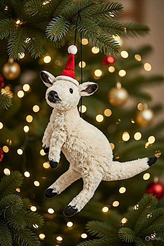 AUSSIE CHRISTMAS HANGING ORNAMENT - KANGAROO WHITE 7-9 CM