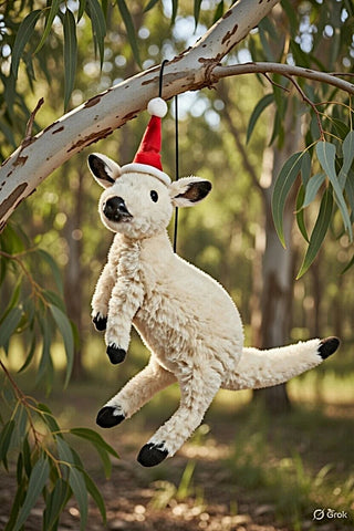 AUSSIE CHRISTMAS HANGING ORNAMENT - KANGAROO WHITE 7-9 CM