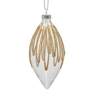 GLASS TEARDROP WITH GOLD GLITTER & JEWELS