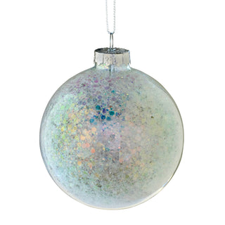 PALE PASTEL BAUBLE - INTERNAL SEQUINS - GLASS