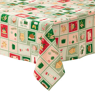 CHRISTMAS STAMP TABLE CLOTH COTTON - 240CM X 140CM