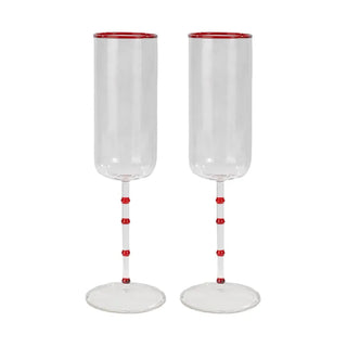 HUDSON GLASS FLUTE RED - SET OF 2