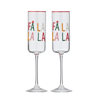 FA LA LA LA GLASS FLUTE - SET OF 2
