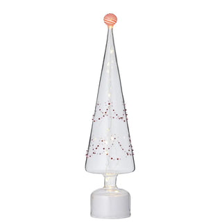 SPECKED TURNING LED TREE GLASS 46CM